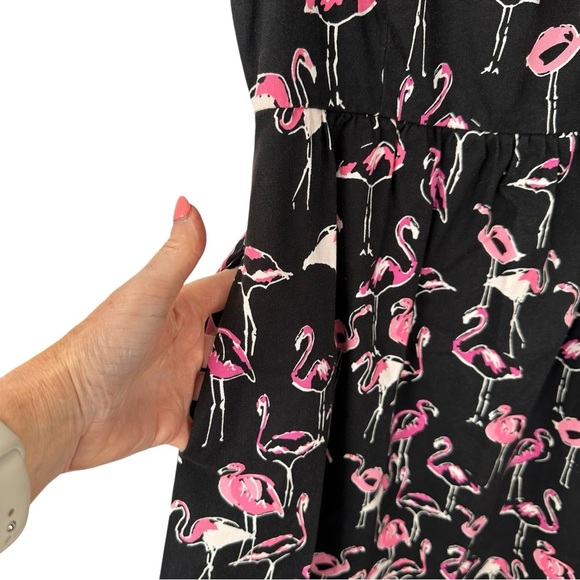 Crown & Ivy Flamingo Fit Flare Dress Size 4 Black Pink Preppy Coastal Style - Picture 10 of 14